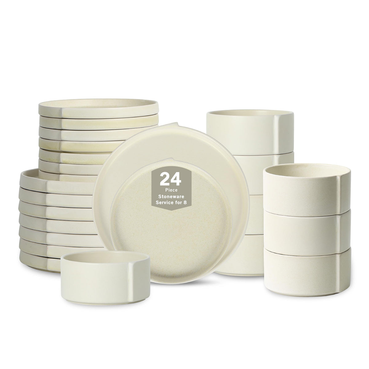 Stone Lain Bao 4-Piece Salad Plate Set Stoneware, Beige