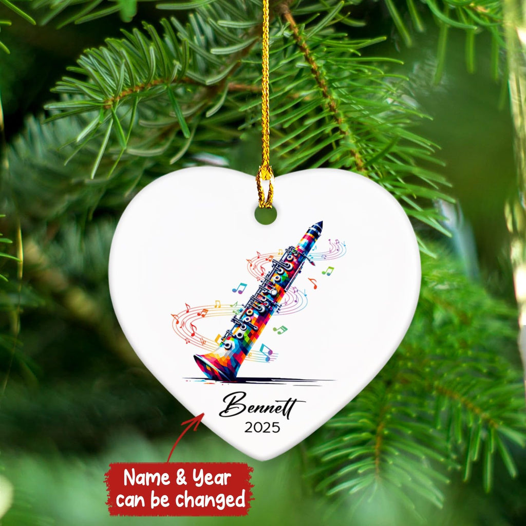 Personalized Clarinetist Ceramic Ornaments Christmas, Clarinet Musical Ornament Gift for Instrument Player, Custom Name & Year Clarinetist Ceramic Ornaments 2026, Clarinet Musician Xmas Ornament Tree