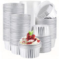 EUSOAR Aluminum Foil Baking Cups, 400pcs 5oz Disposable Mini Ramekins Cupcake Liners with Lids for Baking, Dessert Containers Aluminum Cheesecake Pan Creme Brulee Cup for Oven-Silver