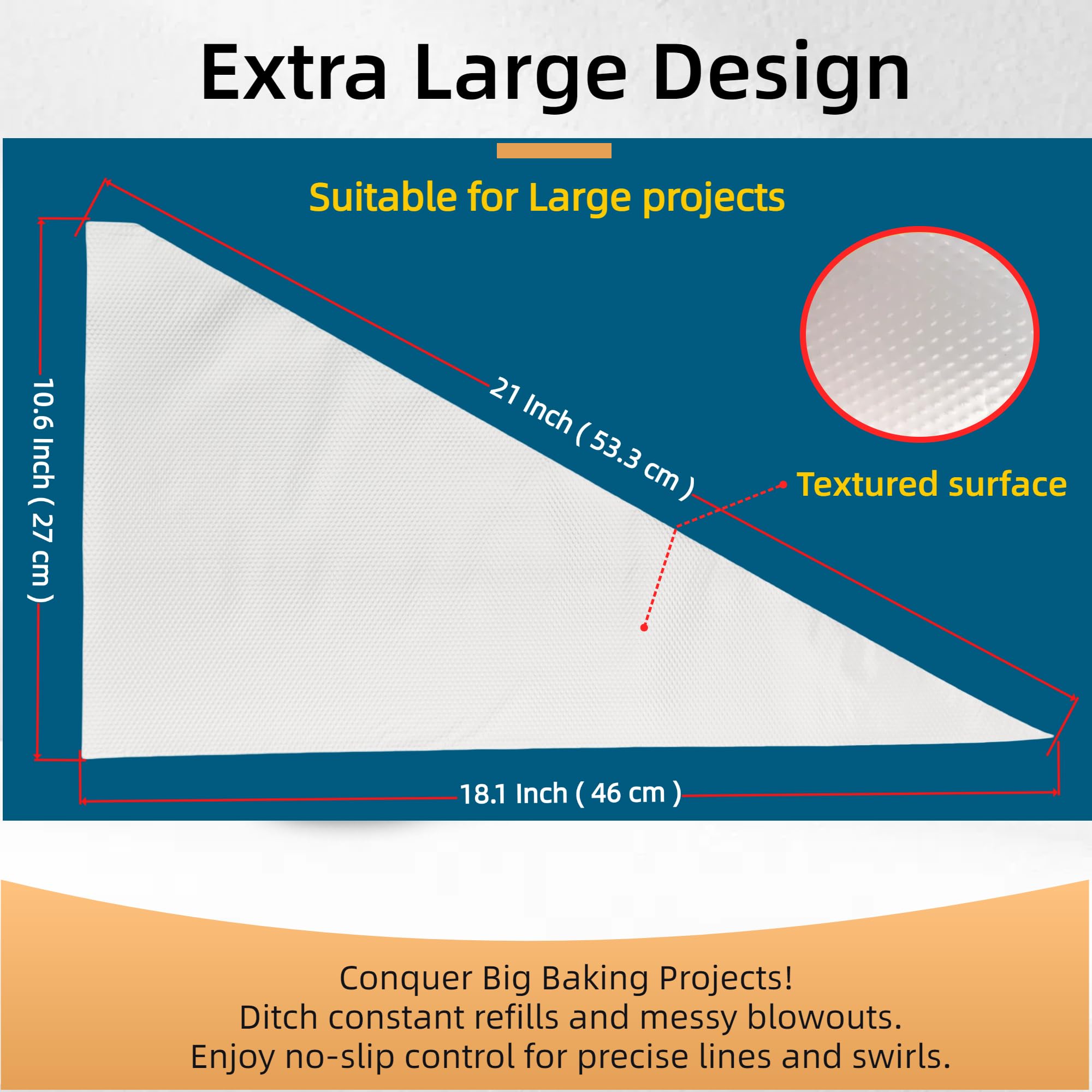 Kitchsphere XL 21 Inch Extra Large Piping Bags,100 Pack Disposable Pastry Bags,Thick Anti-Burst Icing Piping Pastry Bags For Frosting Decorating Cake Cupcake Cookie (XL 21 Inch-100 Pack)