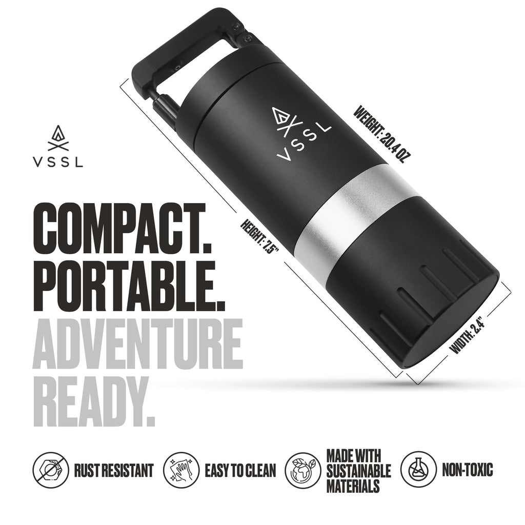 VSSL Java G45 Premium Manual Coffee Grinder | Portable Coffee Grinder for Camping or Hiking | Straight Handle French Press, Drip, Espresso with Stainless Steel Conical Burr Mill | 20 gram capacity