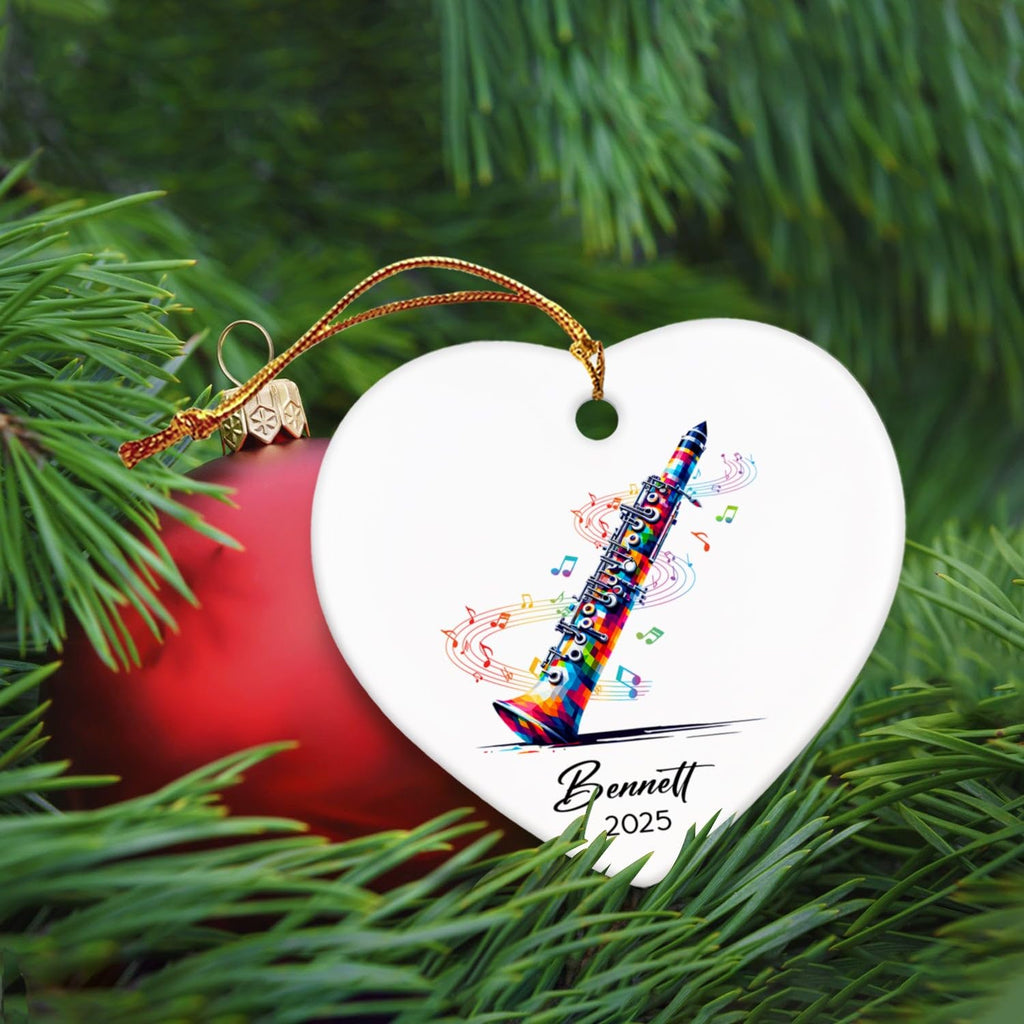 Personalized Clarinetist Ceramic Ornaments Christmas, Clarinet Musical Ornament Gift for Instrument Player, Custom Name & Year Clarinetist Ceramic Ornaments 2026, Clarinet Musician Xmas Ornament Tree