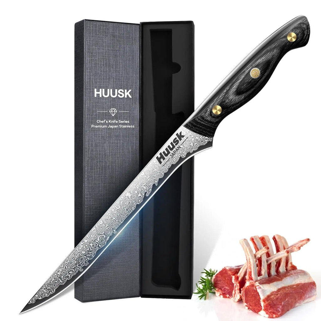 Huusk Damascus Boning Knife 8 inch Brisket Trimming Knives