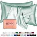 LYSHIN Silk Pillow Cases 2 Pack Queen Size with Zipper, Sage Green