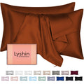LYSHIN Silk Pillow Cases 2 Pack King Size with Zipper, Orange