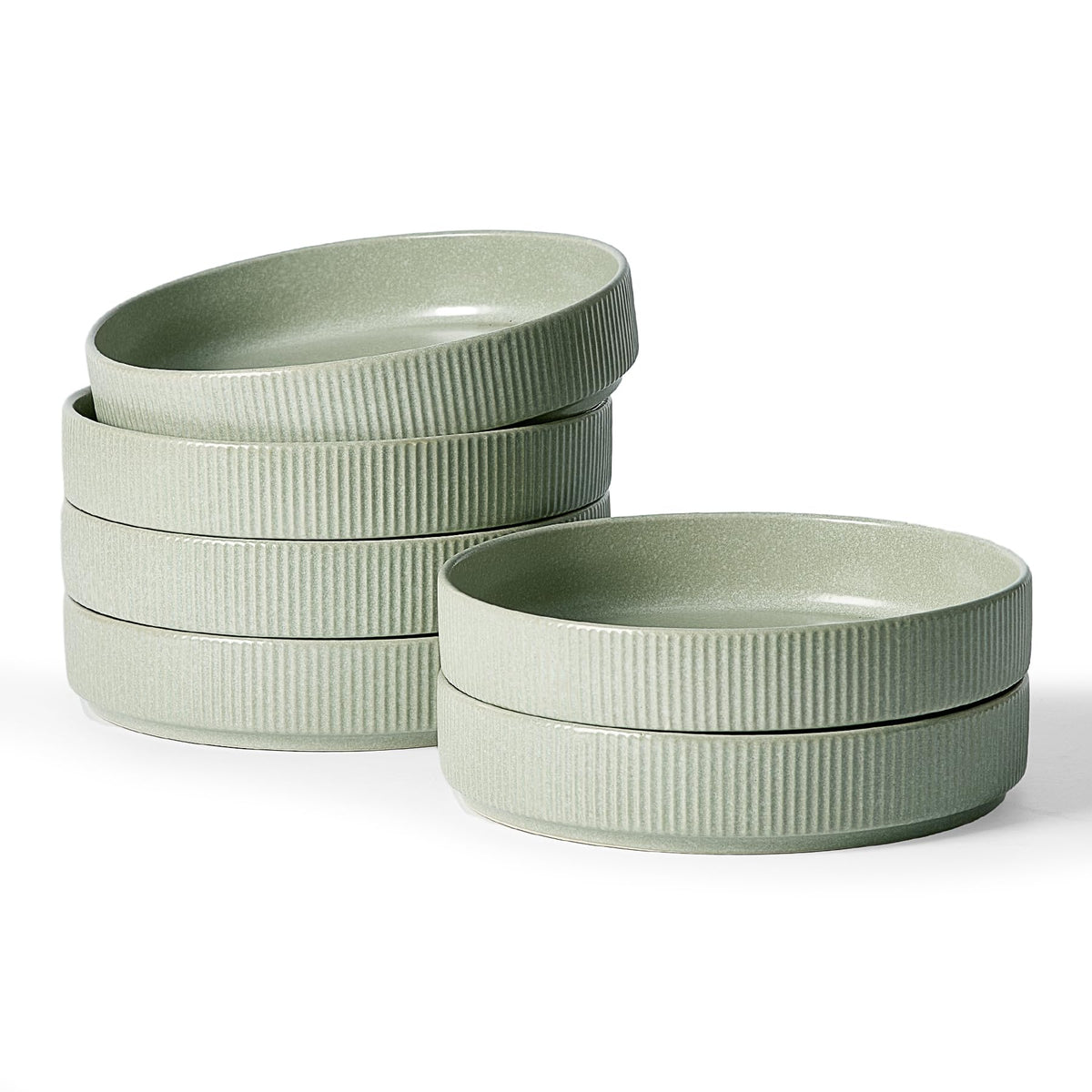 famiware Star 8.25" Pasta Bowls Set of 6, Bowl Plates, Matte Dark Charcoal