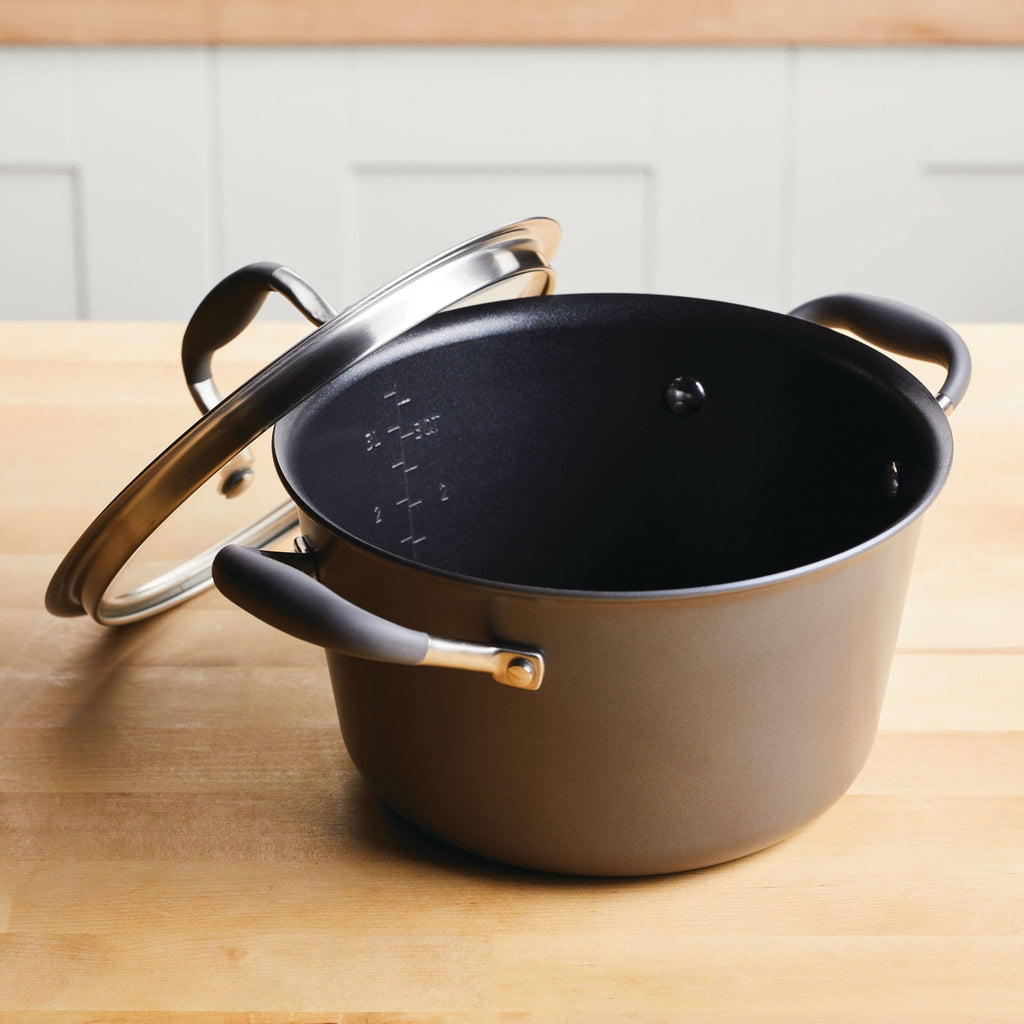 Anolon Advanced Home Hard-Anodized Nonstick Sauce pot with Lid, 4.5-Quart, Moonstone