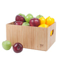MobileVision Bamboo Storage Box Multi-Purpose Organizer for Kitchen Supplies Holder, Fruit Bin, Cabinets, Pantry with built in handles, stackable, 12” x 9” x 6” With White Clip Included