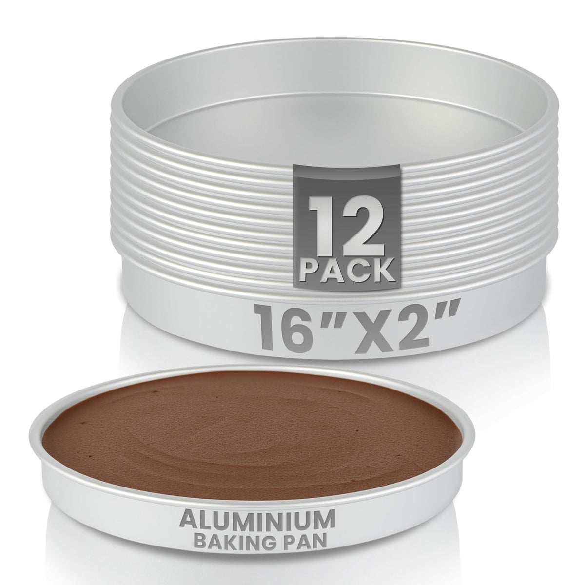 Restaurantware-Met Lux 14 x 2 Inch Straight-Sided Baking Tins, 12 Round Cake Pans - Oven-Ready, Freezable, Anodized Aluminum Round Baking Pans, Greaseproof, For Layer Birthday Cakes