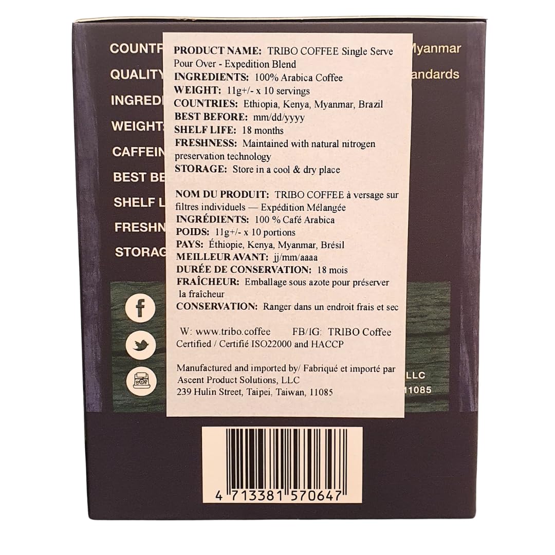 TRIBO Coffee Single-Serve Pour Over Packets, Expedition Blend