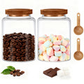 Glass Jar with Spoon Wooden Lid Clear Coffee Ground Containers Set Borosilicate Glass Kitchen Storage Canister for Sugar Espresso Spice Beans Nut Pasta Candy Tea (1200ml(40oz)-with spoon (2pack))