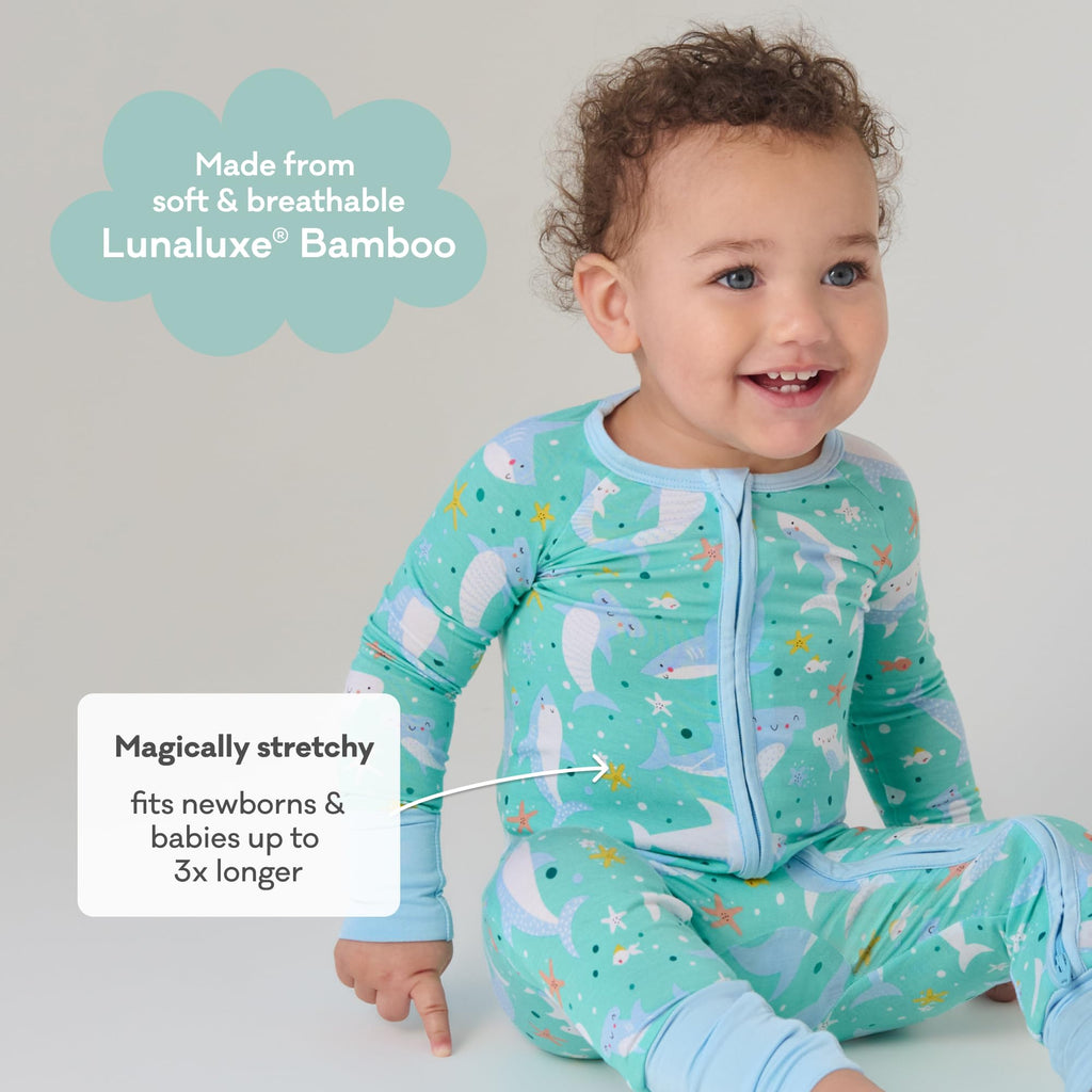 Little Sleepies Baby Pajamas, Shark Soiree, 6-12M