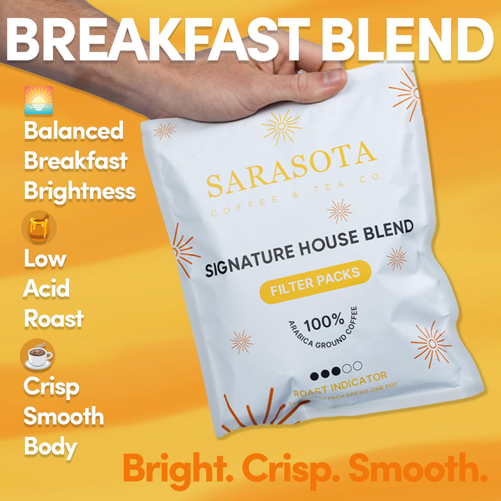 Breakfast Blend Coffee Filter Packs, 2 oz, 40 Count, Medium Roast, 3rd Party Tested Low Acid Mold Free Ground Coffee for 10-12 Cup Drip Coffee Makers