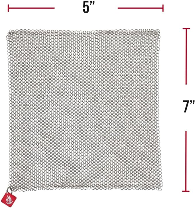 Knapp Made Chainmail Dishcloth 7”x5” - Replace Your Dirty Sponge - All Purpose Kitchenware, Pots & Pans Cleaner - Lasts a Lifetime