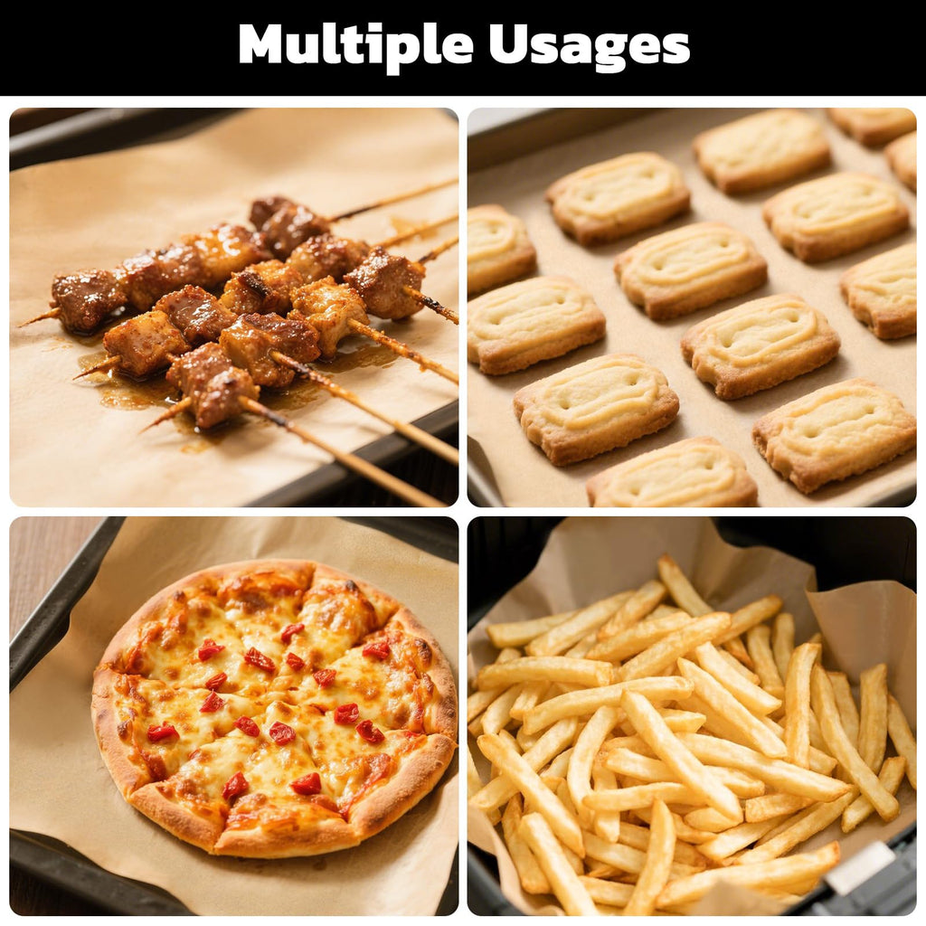 Beasea Parchment Paper Sheets for Baking, 200pcs 8x12 Inch Unbleached Precut Nonstick Heavy Duty Natural Baking Paper Sheets for Air Fryer Cooking, Grilling, Frying and Steaming