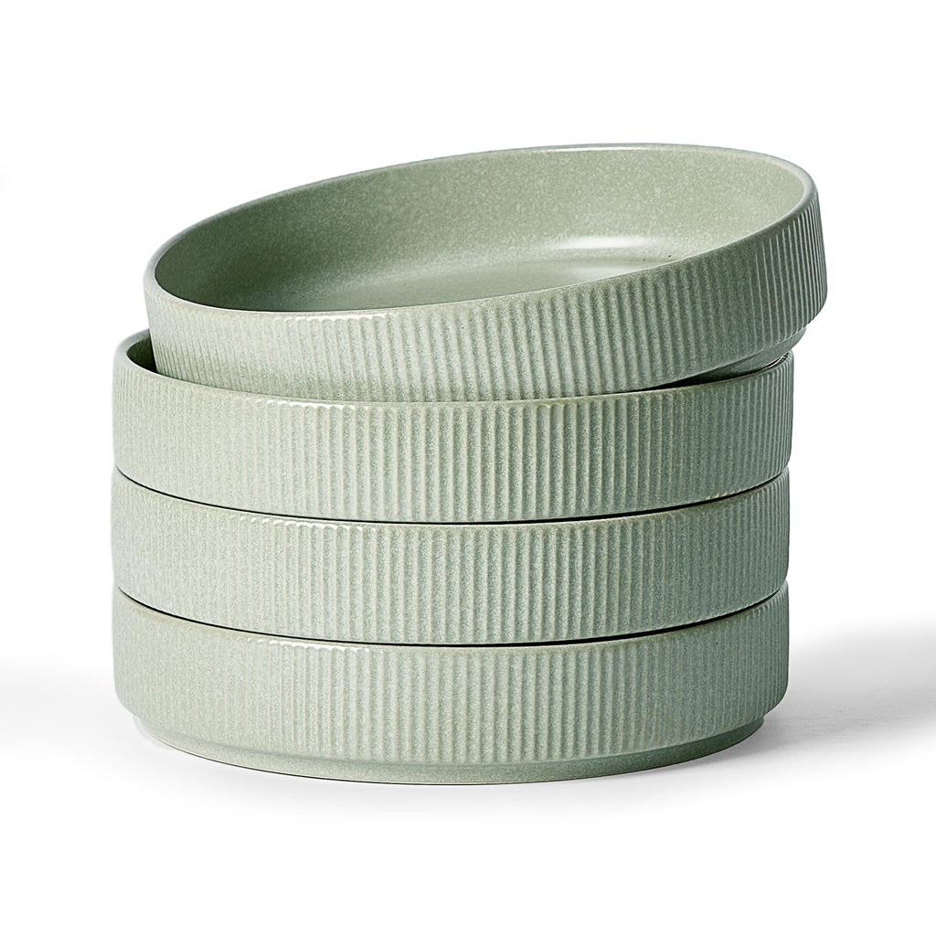 famiware Star 8.25" Pasta Bowls Set of 4, Bowl Plates, Light Green