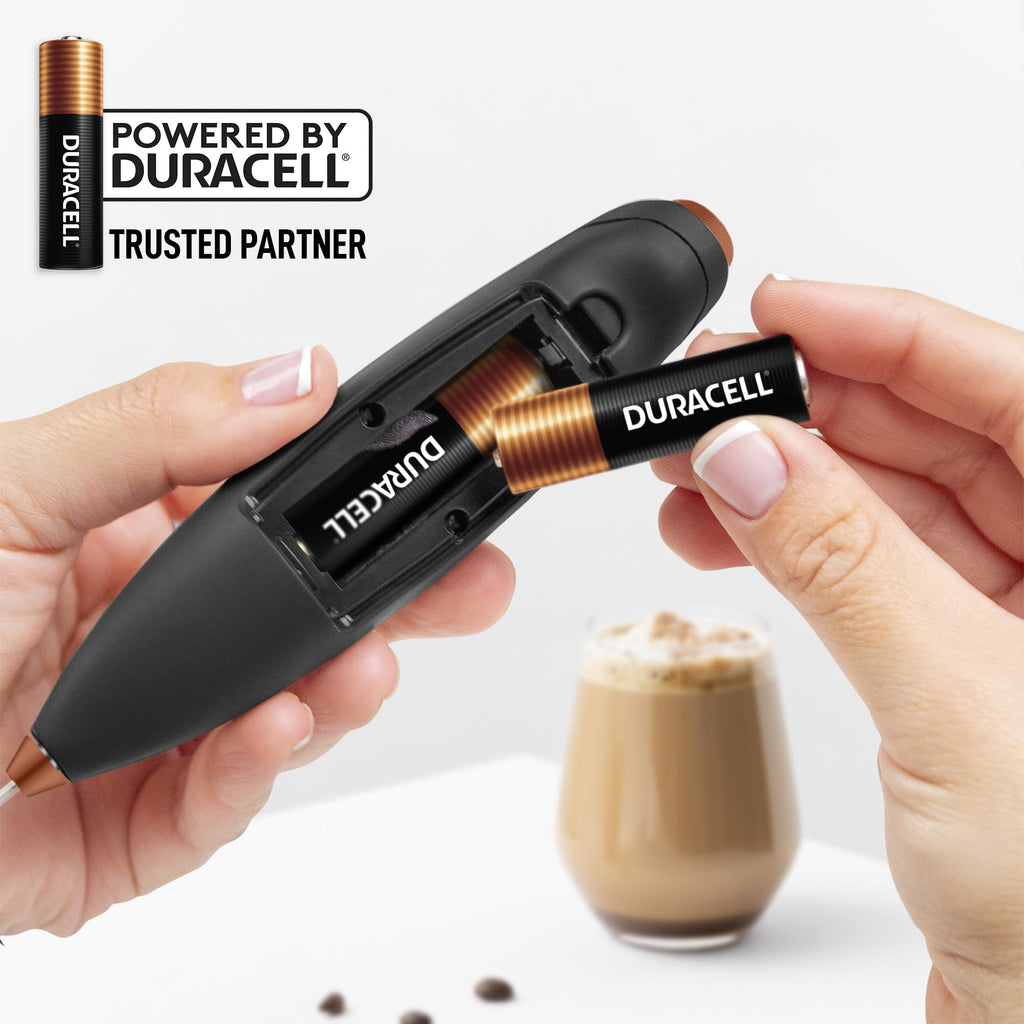 Zulay Kitchen Powerful Milk Frother Wand With Duracell Batteries - Ultra Fast Handheld Drink Mixer - Electric Whisk Foam Maker for Coffee, Lattes, Cappuccino & Matcha - Triple Whisk - Luster Copper