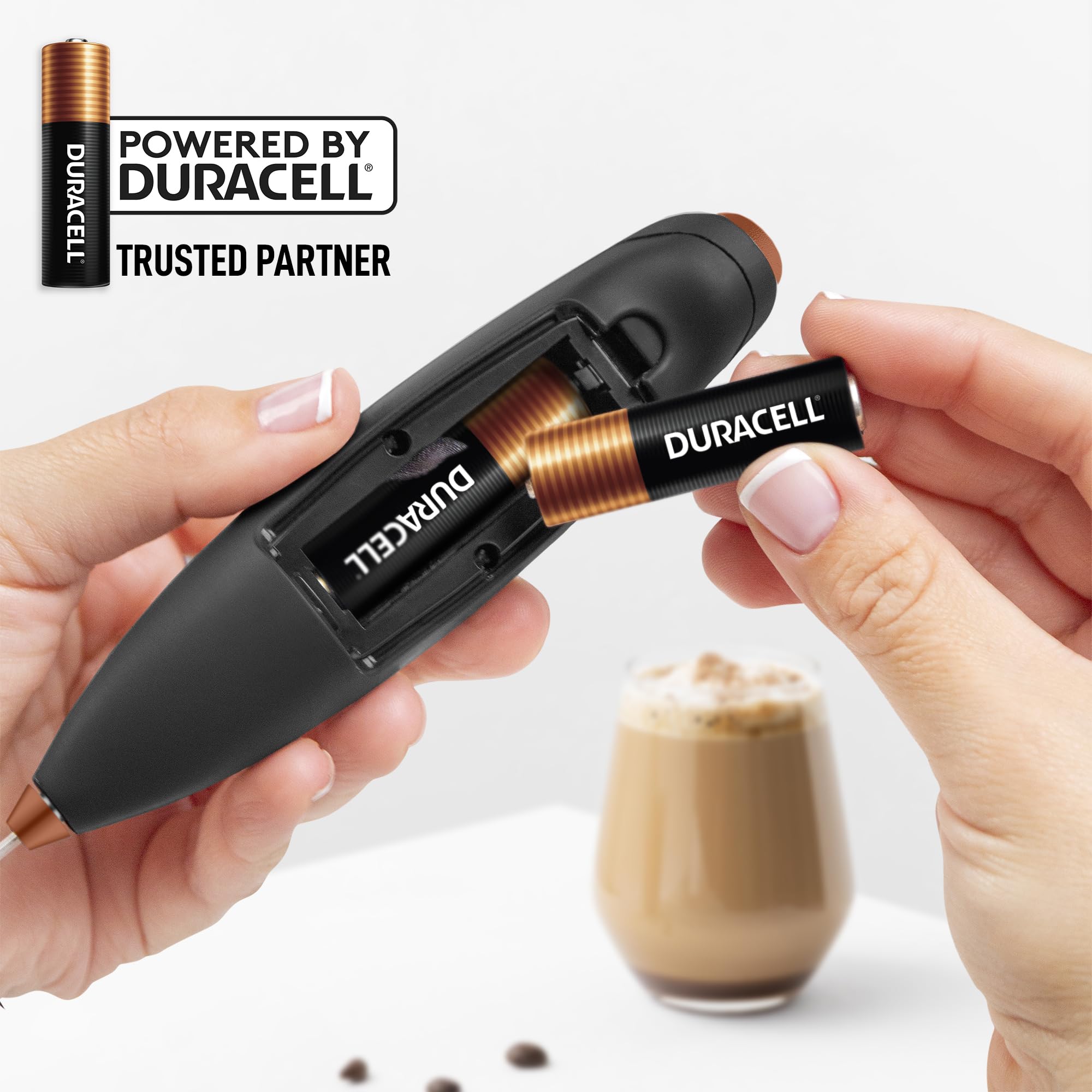 Zulay Kitchen Powerful Milk Frother Wand With Duracell Batteries - Ultra Fast Handheld Drink Mixer - Electric Whisk Foam Maker for Coffee, Lattes, Cappuccino & Matcha - Triple Whisk - Luster Copper
