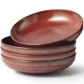 HAPPY KIT Stoneware 9'' Pasta Bowls 42oz Set of 4, Rust Red
