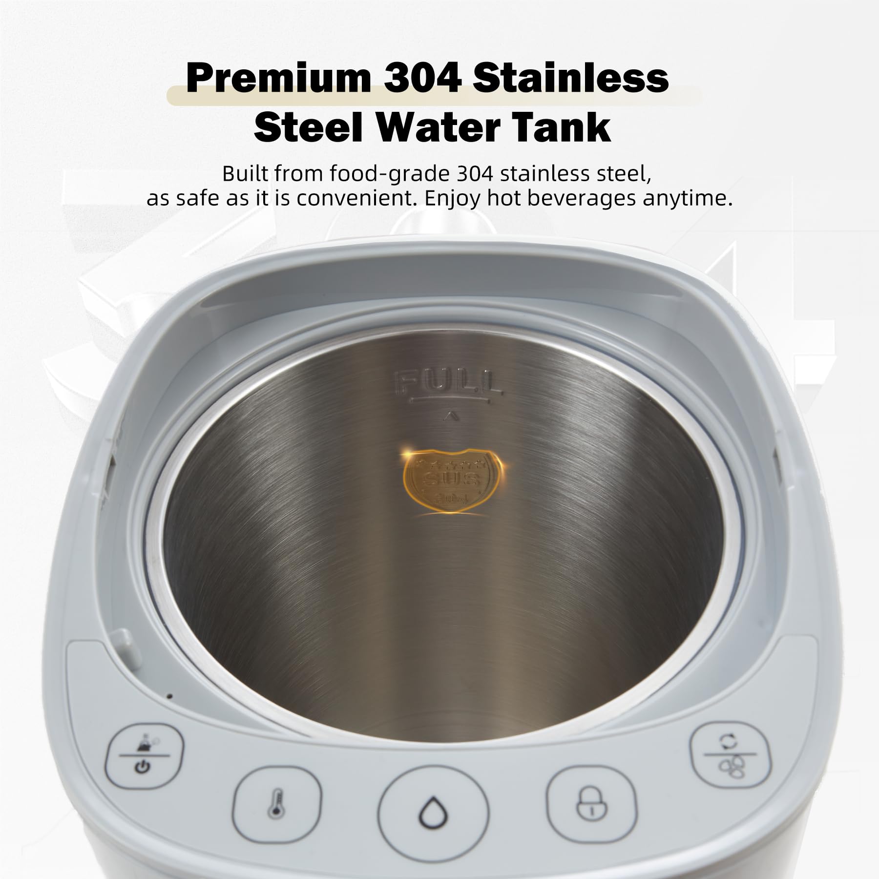 OCTAVO Water Boiler & Warmer 5 Liter, 304 Stainless Steel Water Tank, 700 Watt 6 Adjustable Water Temperature, LCD Touch Control Screen, Child Lock with Water Shortage Indicator