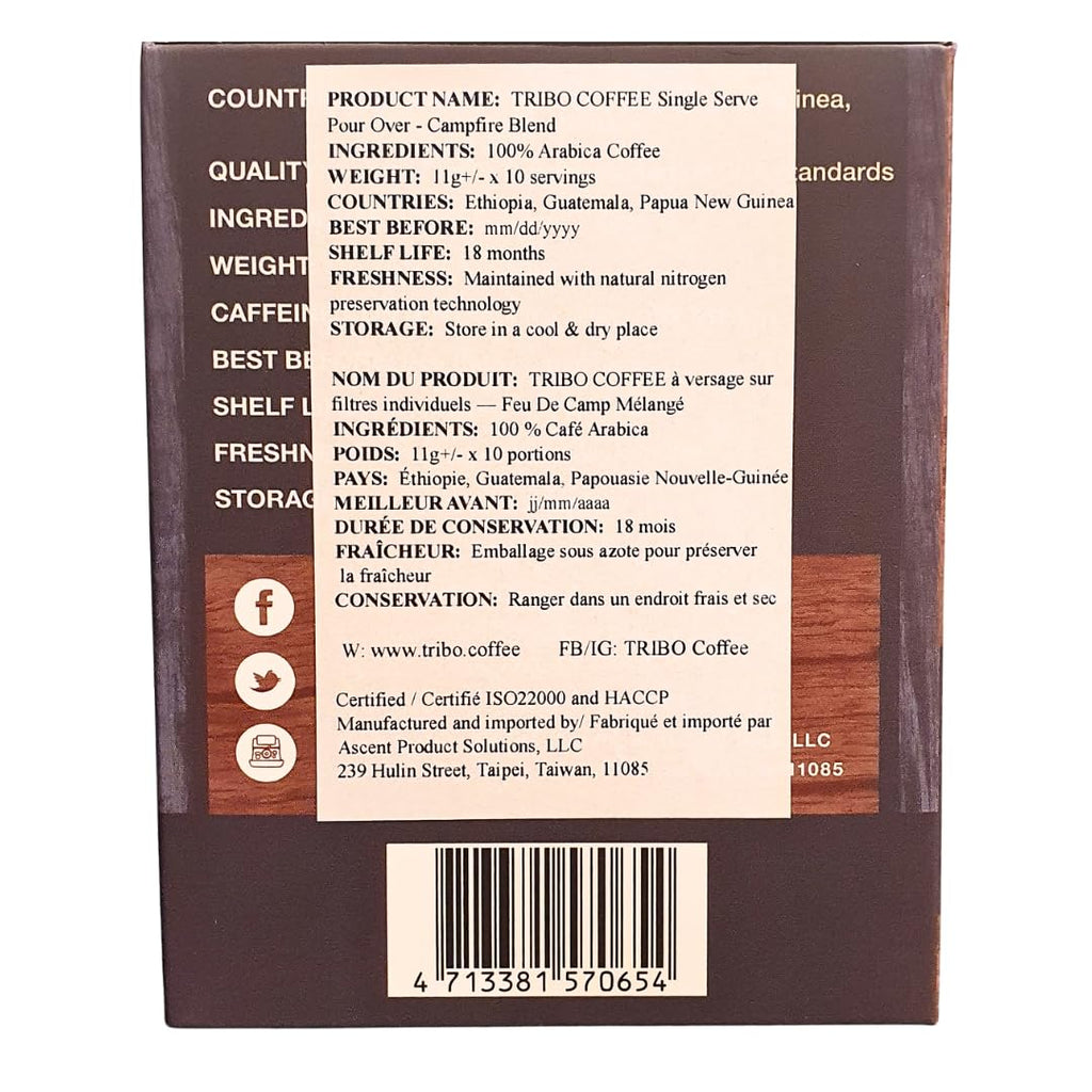 TRIBO Coffee Single-Serve Pour Over Packets, Campfire Blend