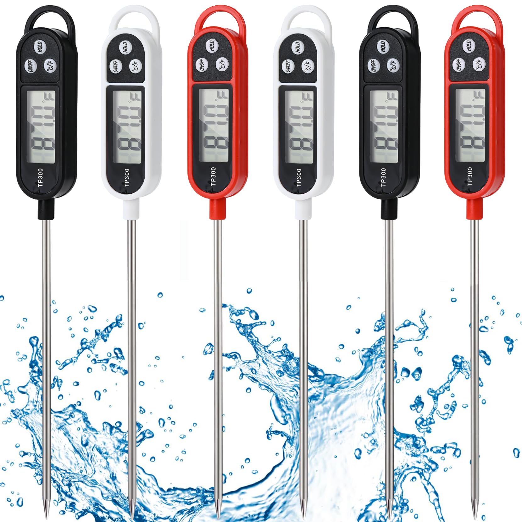BAEMEFLE 6pcs Candy Thermometer Digital Instant Read for Meat Kitchen Cooking Food Oil Deep Fry BBQ Grill Smoker (6, 23.2in)