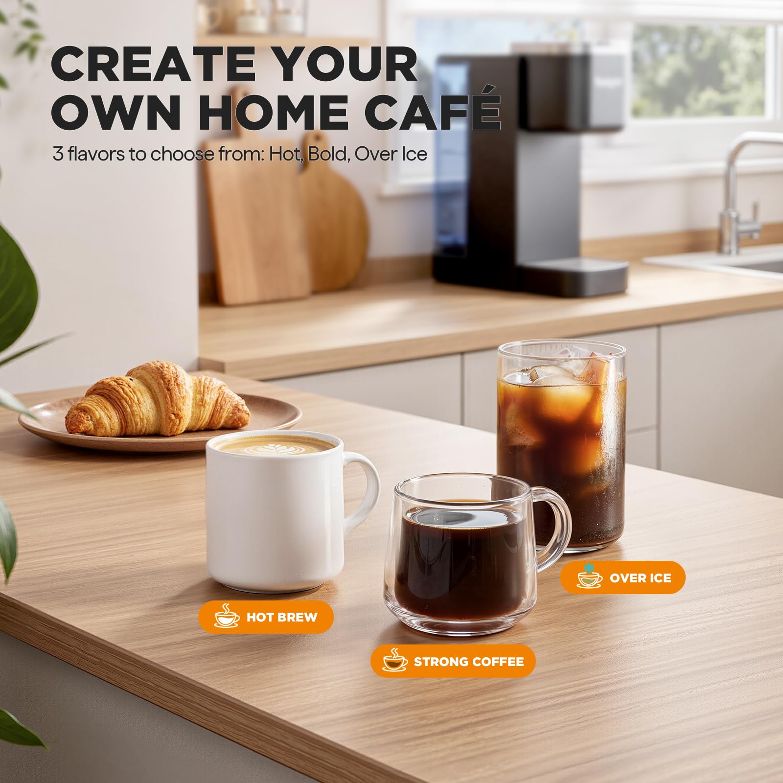 Tastyle Single Serve Coffee Maker for K Cups and Grounds with 3 Brew Styles