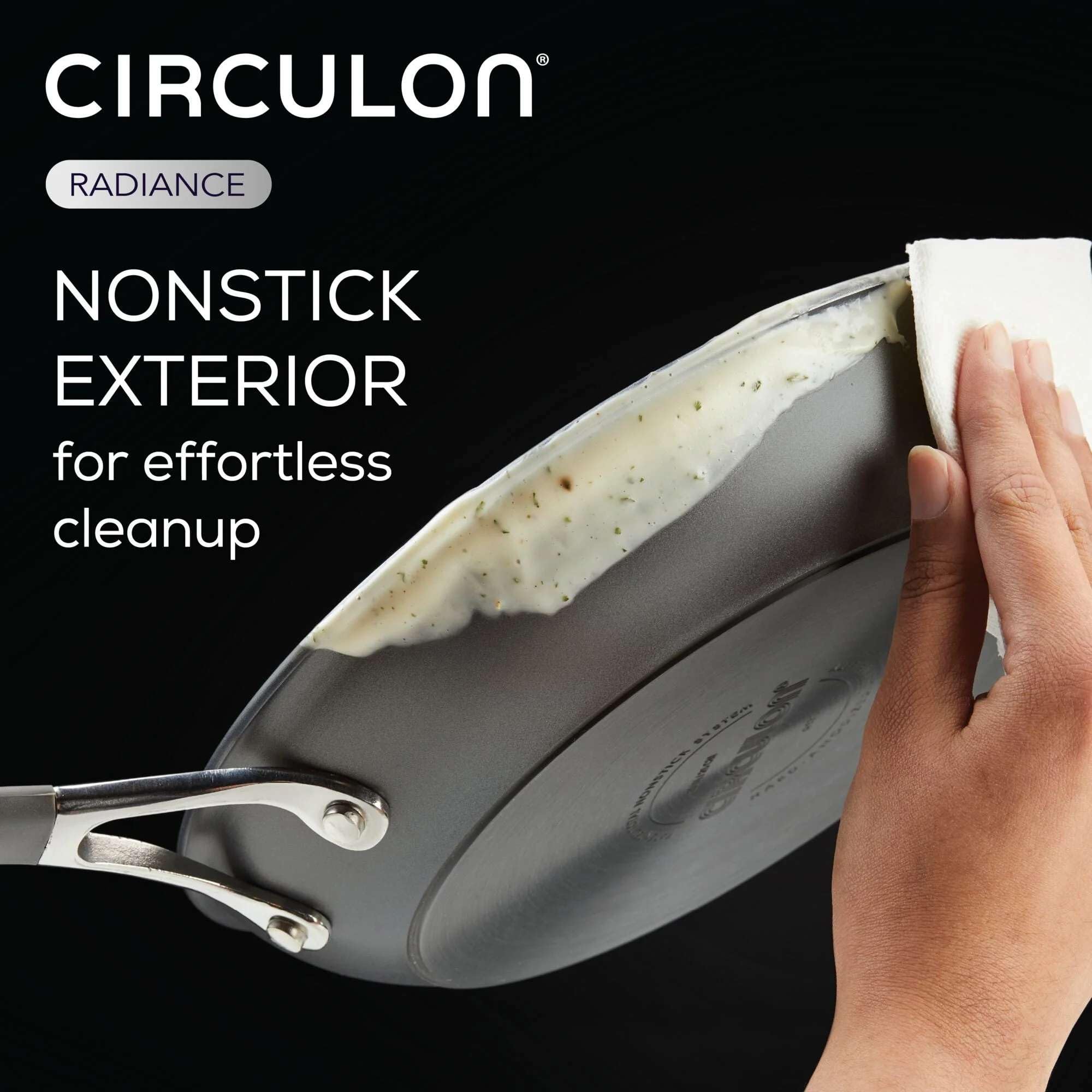 Circulon Radiance Hard Anodized Nonstick Frying Pan, Dishwasher Safe, Oven Safe Skillet Set, Frying Pan Cookware Set, 2-Piece, Gray