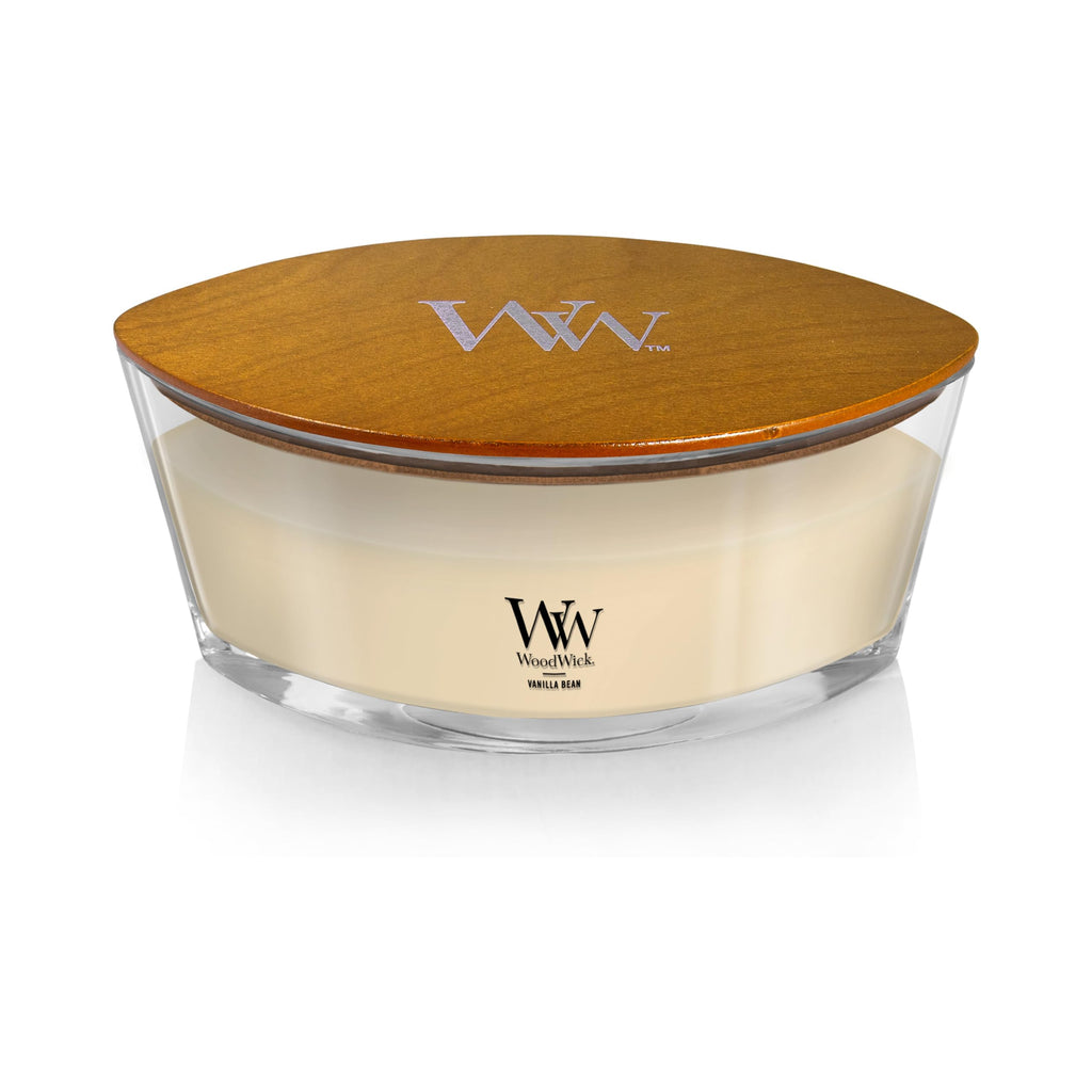 WoodWick Vanilla Bean Holiday Candle Gifts for Women and Men, 16 oz Ellipse Candle with Crackling Wick