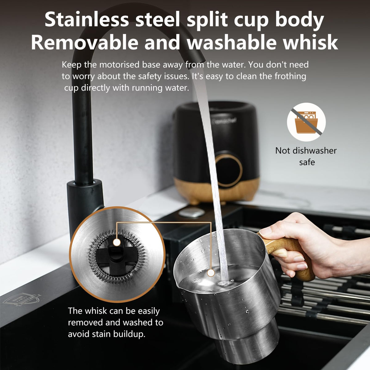 AMZCHEF 8-IN-1 Milk Frother and Steamer 550 Watts, 21 oz Split Stainless Steel Automatic Steamer, Milk's Warmer for Latte, Cappuccino, Hot and Cold Froth, Heated Milk, Hot Chocolate, Baby Food, Black