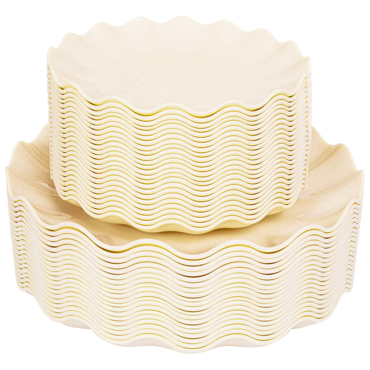 LIYH 24Pcs Green Unbreakable Plastic Plates for Birthday Scalloped