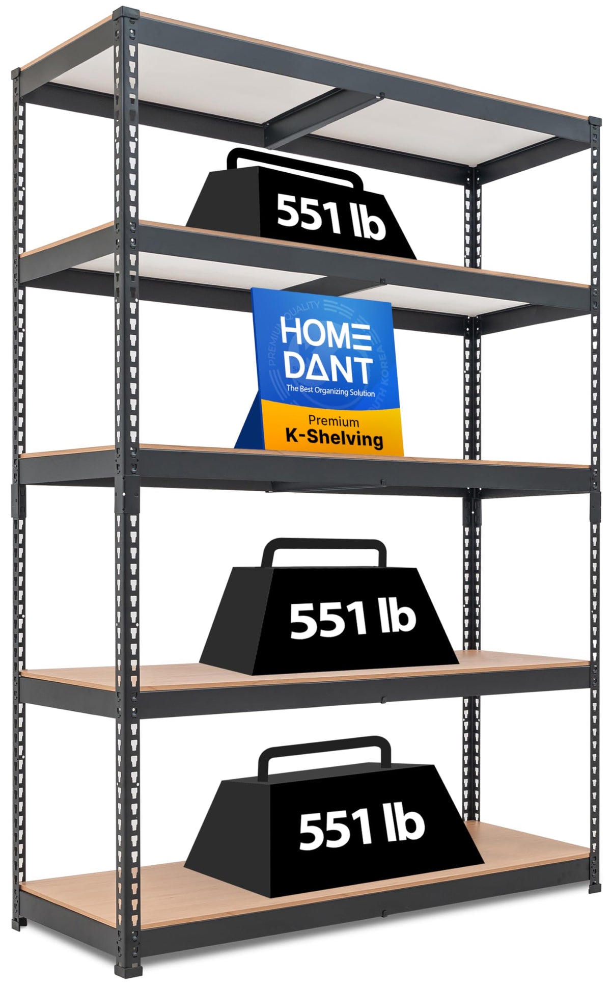 HOMEDANT White 28" W 5 Tier Storage Shelves Garage Shelving Unit Metal