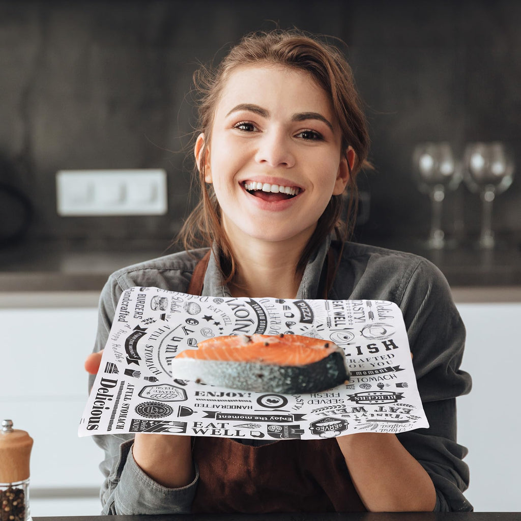 600 Pcs 12 x 12 Inch Deli Wax Paper Sheets Grease Resistant Tray Basket Liners Newsprint Paper Water and Grease Proof Sandwich Wrapping Square Hot Dog Wrappers for Food Baking (White)