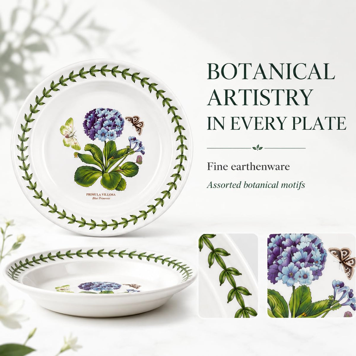 Portmeirion Botanic Garden Side Plates - Assorted Floral Patterns, Set of 6
