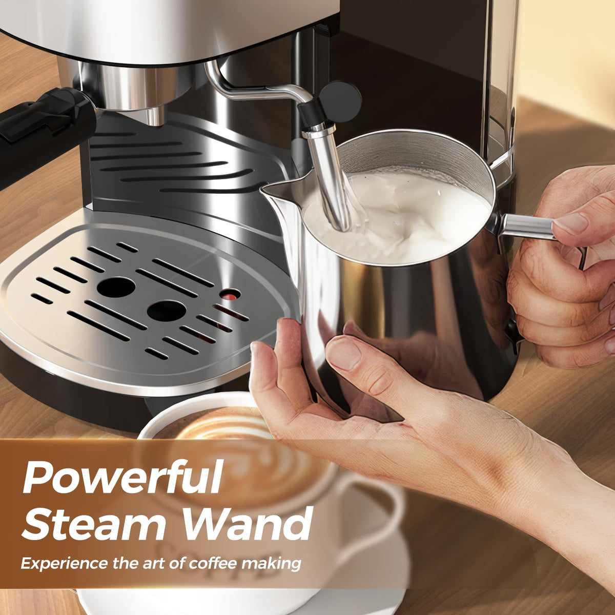 Kismile Stainless Steel 20 Bar Espresso Machine with Milk Frother