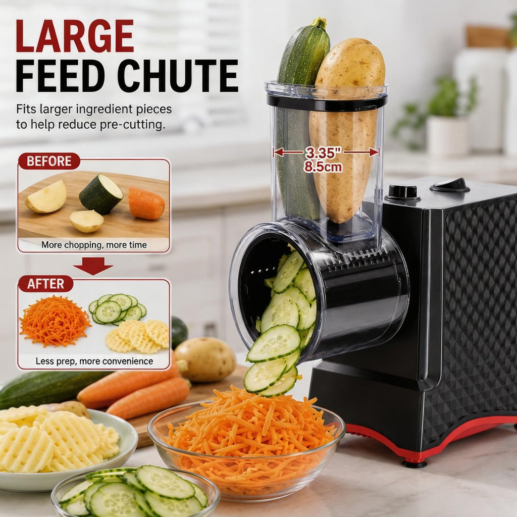 YOTAN Electric Cheese Grater, Salad Maker with 6 Different Shapes of Blades