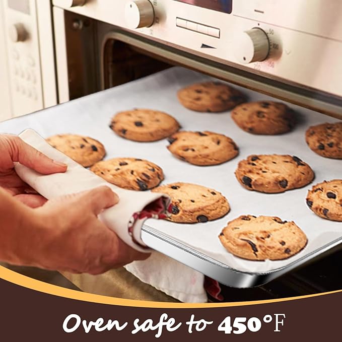 Baking Sheet with Racks Set [2 Sheets + 2 Racks], Stainless Steel Baking Sheets with Cooling Racks, Nonstick Pan, Warp Proof & Rust Proof & Easy to Clean, Size 12.4 X 9.6 X 1 Inch