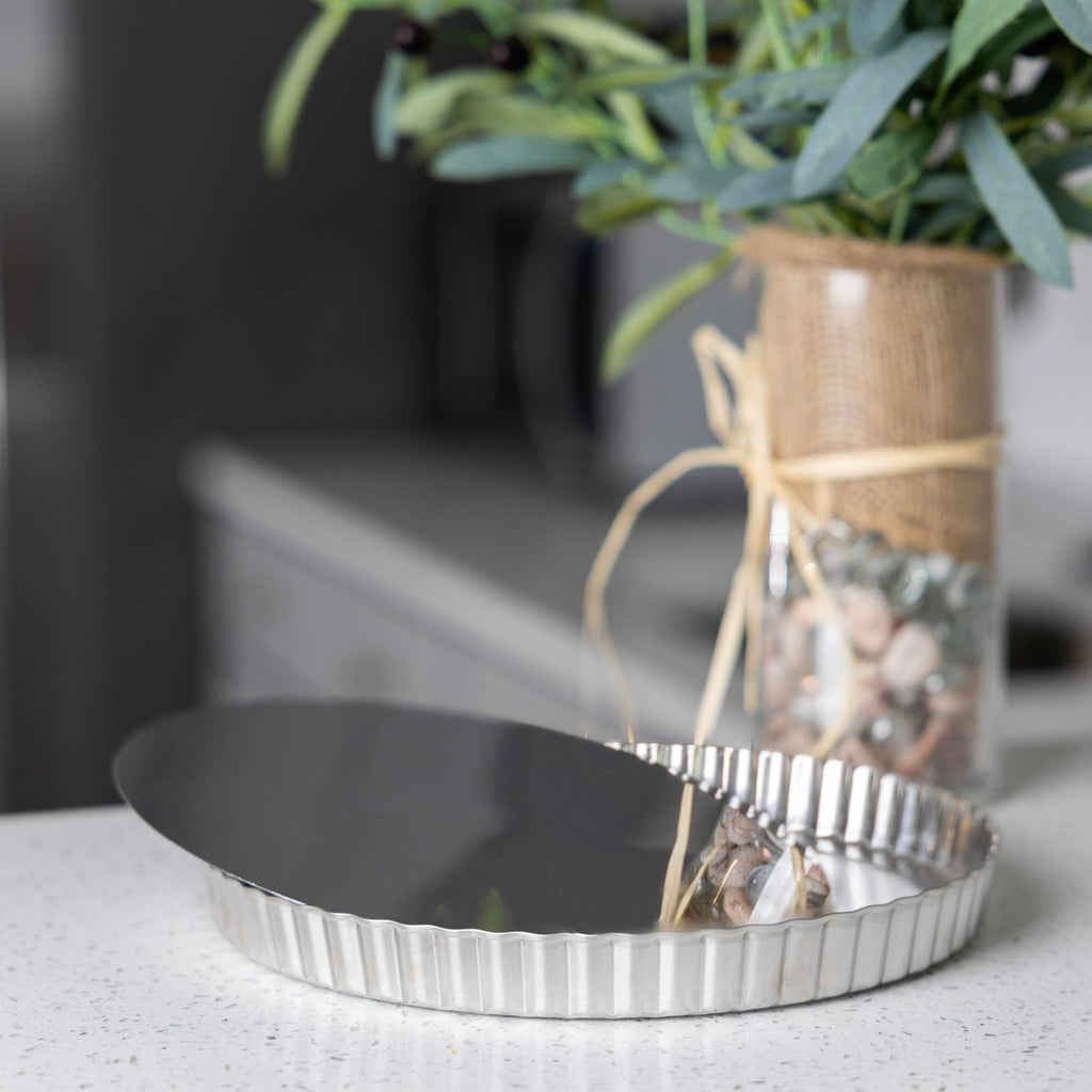 Fox Run Stainless Steel Tart Pan With Removable Bottom 9" Quiche Baking Pan