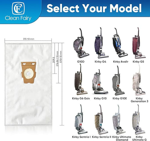 12PK HEPA Vacuum Bags for Kirby Sentria/Avalir/G Series F&Twist-style
