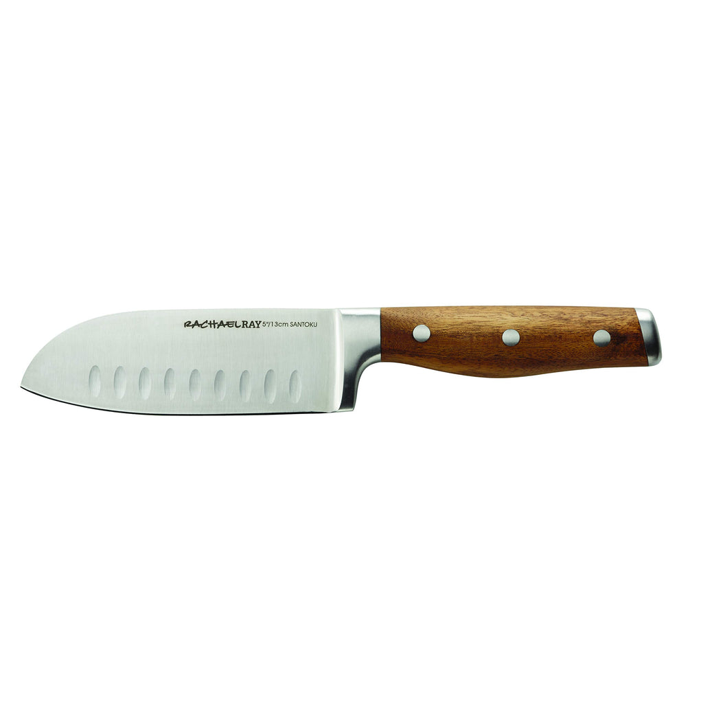 Rachael Ray Cucina Cutlery 2-Piece Japanese Stainless Steel Santoku Knife Set with Acacia Handles -,Acacia Wood
