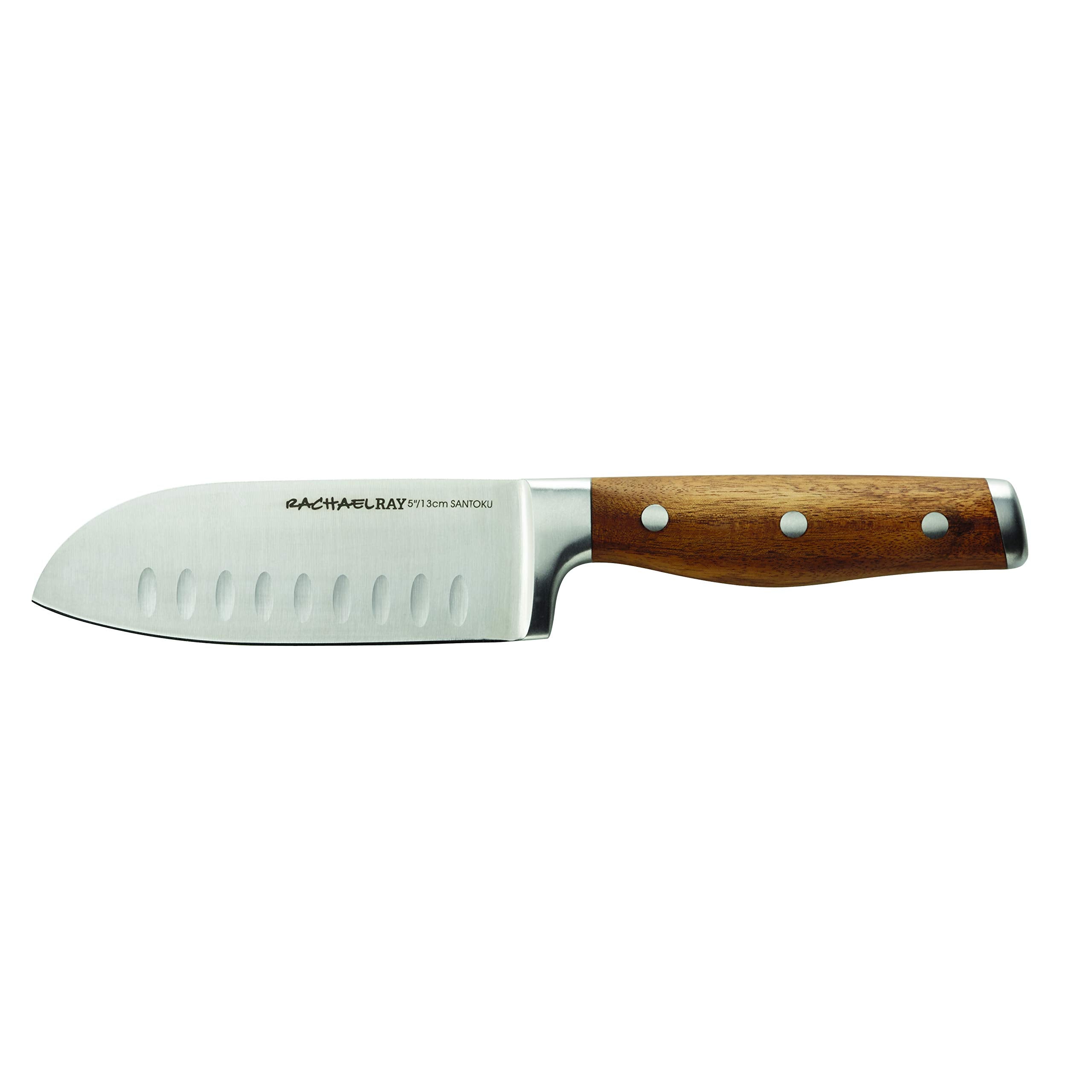 Rachael Ray Cucina Cutlery 2-Piece Japanese Stainless Steel Santoku Knife Set with Acacia Handles -,Acacia Wood