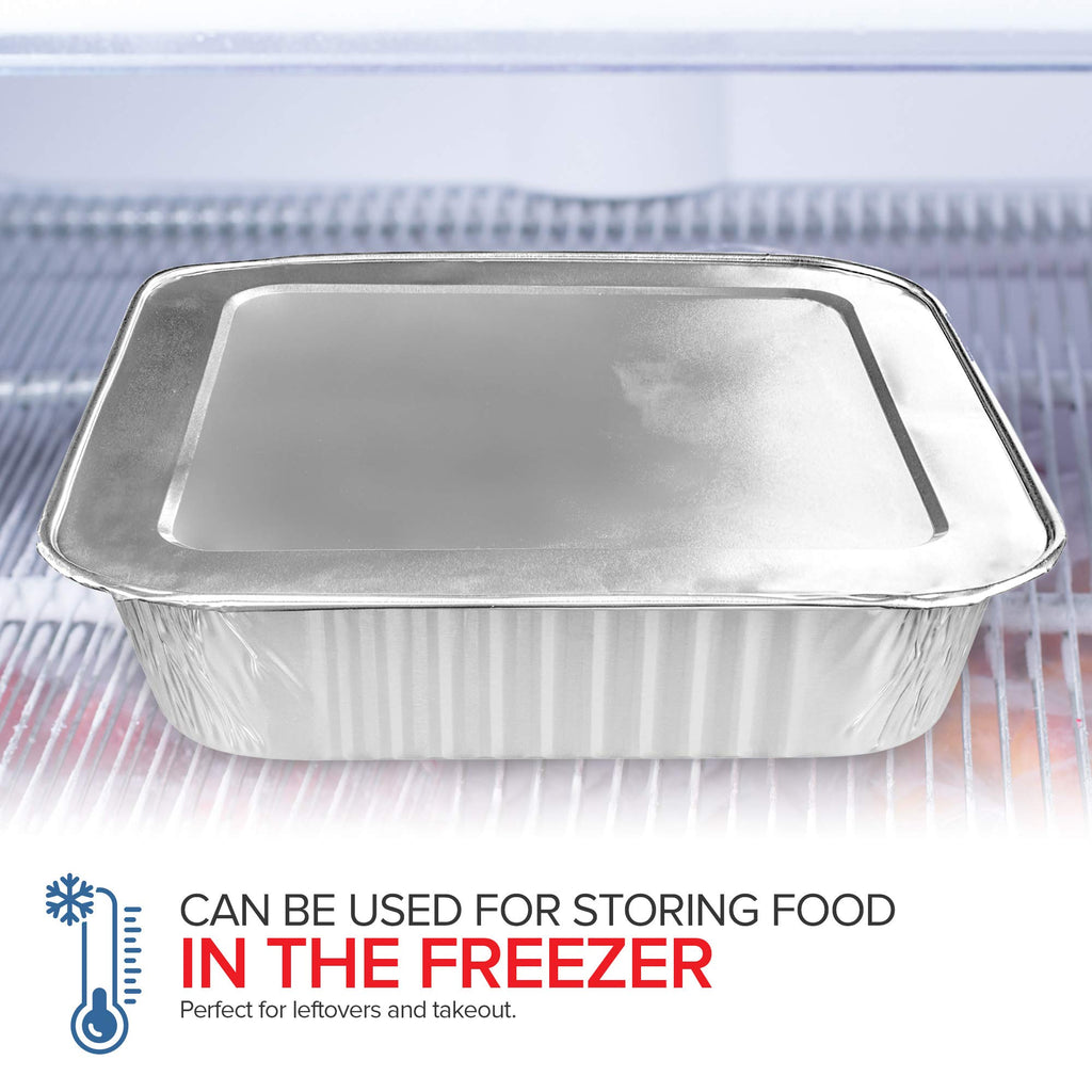 Stock Your Home 8x8 Foil Pans with Lids (20 Pack) 8 Inch Square Aluminum Pans with Covers -Disposable Food Containers Great for Baking Cake, Cooking, Heating, Storing, Prepping Food