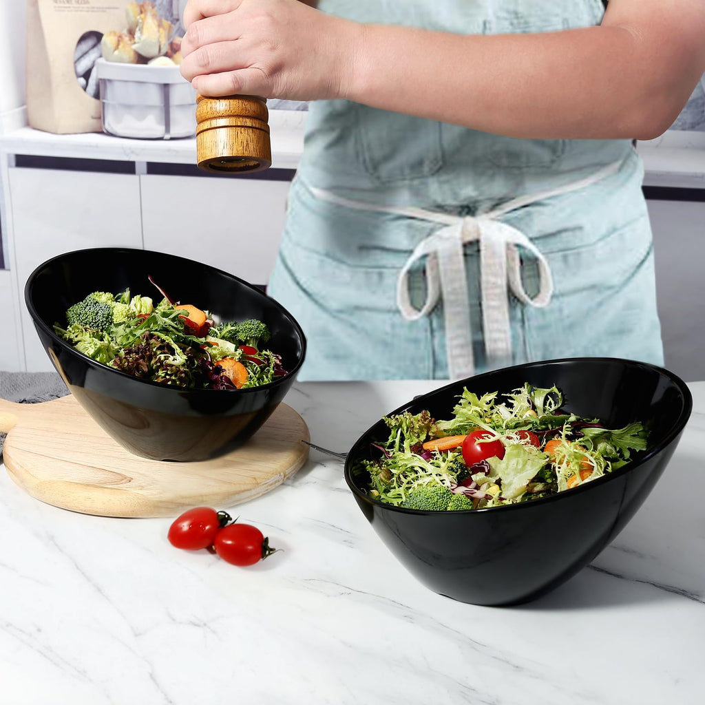 TP Salad Bowls Set of 4, 26 oz Melamine Serving Bowls for Pasta, Cereal, and Snacks, Lightweight and Durable, Dishwasher Safe, Black Bowls for Restaurant, Kitchen, Black
