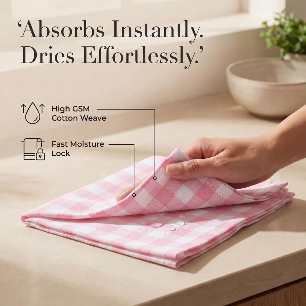 Urban Villa Cloth Napkins Cotton 12x12 (Set of 12) Pink/White