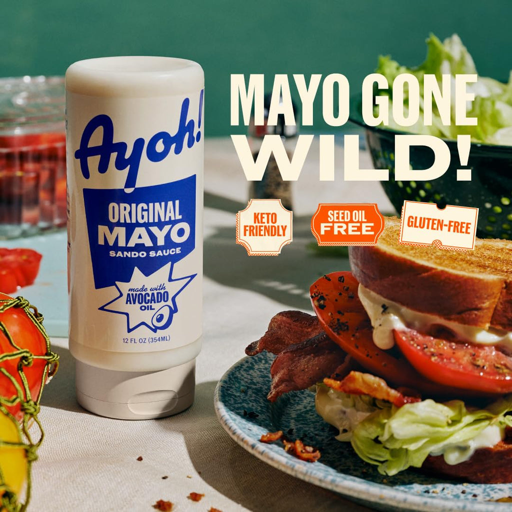 Ayoh Foods, Mayo Gone Wild, Made by Molly Baz - Easy to Squeeze, Perfect for; Sandwiches, Burgers, Fries, Nuggets, Wraps & Dips (2 Pack, Original Mayo)