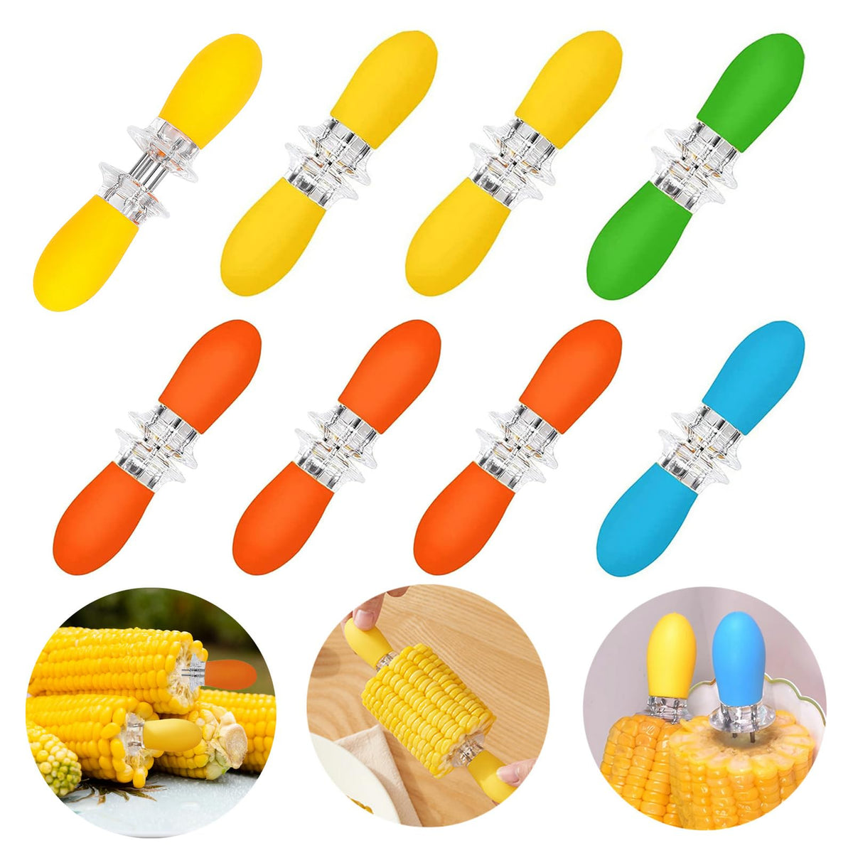 PEOUWNES 16Pcs/8 Pairs Corn Holders, Stainless Steel Corn Cob Holders