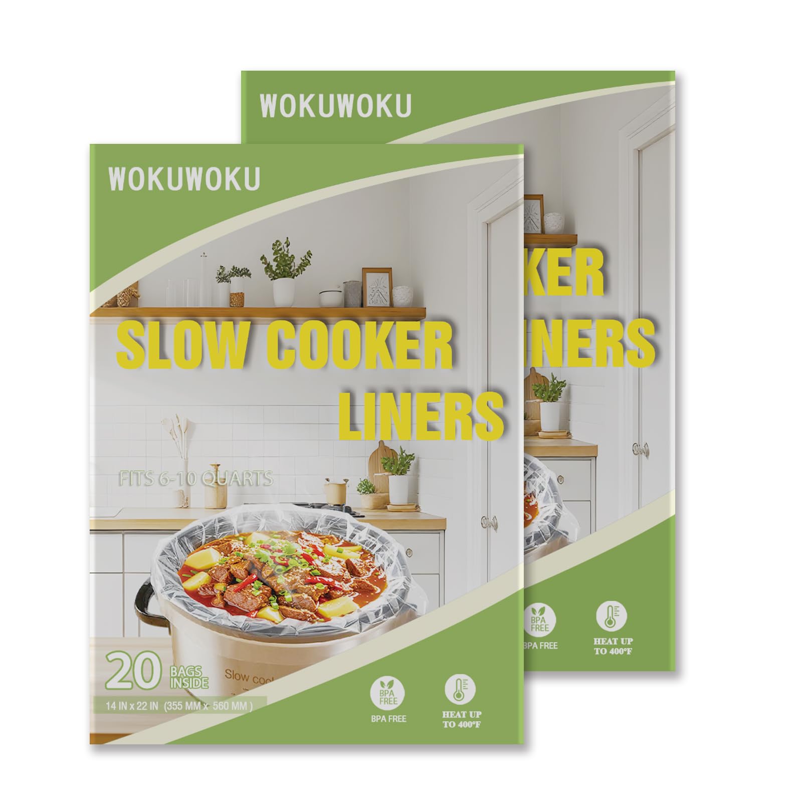 Slow Cooker Liners, 40 Cooking Bags Extra Large Disposable Pot Liner Plastic Bags for 6QT to 10QT Slow Cooker Cooking Pans, 14“ x 22”, 40 Liners (2pack)