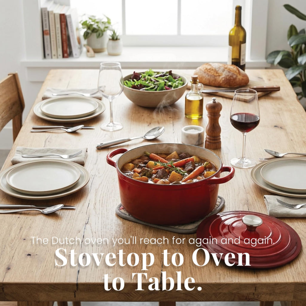 Larder & Vine 5.7 qt Enameled Cast Iron Dutch Oven Pot with Lid, Cabernet