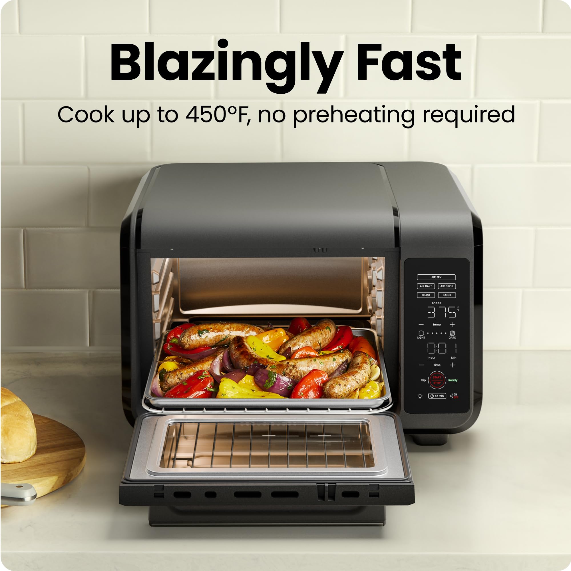 Chefman Air Fryer Toaster Oven Combo, Countertop Oven for Quick & Healthy Meals, Bake, Broil, Air Fry, Toast, and Bagel Functions, 450°F Max Temp, 4 Slice Toaster Oven Air Fryer Combo