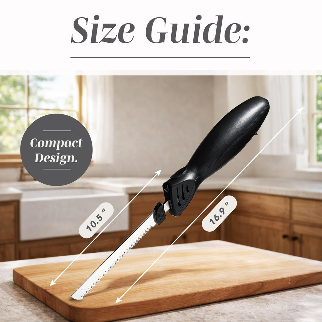 COOK WITH COLOR Electric Knife, 100W Power, Dual Stainless Steel Blades for Precise Cutting, Ergonomic Handle, Low Noise and Vibration, Ideal for Bread, Meat, and Vegetables, Black